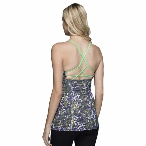 Lululemon Dancing Warrior Tank Top Size 2 Floral Sport White Multi Pistachio - Picture 3 of 12
